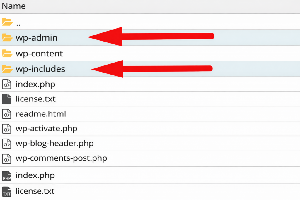 Замена папок wp-admin и wp-includes через FTP