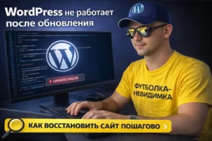 программист сидит и восстанавливает wordpress после обновления